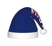 gbhJGK Chapeau de Noël festif pour enfants - Chapeau de Père Noël doux avec imprimé drapeau de la Nouvelle-Zélande, couvre-chef unisexe pour Noël, Nouvel An