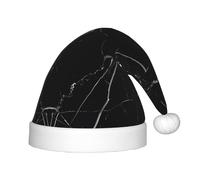 gbhJGK Chapeau de Noël festif pour enfants - Chapeau de Père Noël doux avec imprimé marbre noir, couvre-chef unisexe pour Noël, Nouvel An