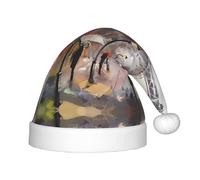 gbhJGK Chapeau de Noël festif pour enfants - Chapeau de Père Noël doux avec imprimé rue pluvieuse à Paris, couvre-chef unisexe pour Noël, Nouvel An