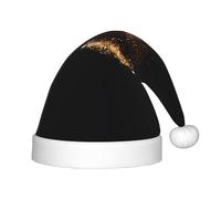 gbhJGK Chapeau de Noël festif pour enfants - Chapeau de Père Noël doux avec imprimé sable noir doré, couvre-chef unisexe pour Noël, Nouvel An