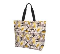 gbhJGK Dawn Ocean Waves Sac à bandoulière imprimé - Sac fourre-tout pour femme, sac de rangement, sac de voyage léger et sac de courses de la vie quotidienne, Fleur grise jaune., Taille unique