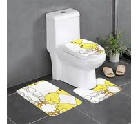 gbhJGK Ensemble de 3 tapis de salle de bain en flanelle pour coiffeuse et salle de bain principale et salle de douche Motif bébé poulet