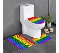 gbhJGK Gay Pride Lot de 3 tapis de salle de bain à motif arc-en-ciel - Tapis de sol en flanelle pour salle de bain principale et salle de douche