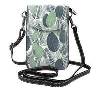 gbhJGK Jeju Island Korea Print Petit sac à main pour téléphone portable - Sac à bandoulière - Design en cuir pour un usage quotidien, les voyages et le shopping, Feuilles tropicales vertes., Taille