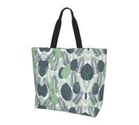 gbhJGK Jeju Island Sac à bandoulière imprimé Corée - Sac fourre-tout pour femme, sac de rangement, sac de voyage léger et sac de courses de la vie quotidienne, Feuilles tropicales vertes., Taille