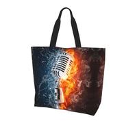 gbhJGK Jeju Island Sac à bandoulière imprimé Corée - Sac fourre-tout pour femme, sac de rangement, sac de voyage léger et sac de courses de la vie quotidienne, Microphone Ice and Fire, Taille unique