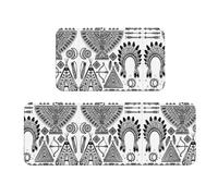 gbhJGK Lot de 2 tapis de sol de cuisine avec bandeau en plumes et tipi - Tapis de sol confortable pour buanderie, salle à manger, évier