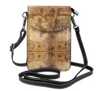 gbhJGK Petit sac à main pour téléphone portable avec impression de texture de mur de briques rouges - Sac à bandoulière en cuir pour un usage quotidien, les voyages et le shopping, Carte du monde