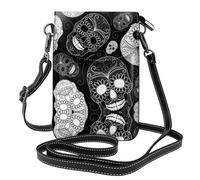 gbhJGK Petit sac à main pour téléphone portable imprimé cactus mignon sans couture - Sac à bandoulière en cuir pour un usage quotidien, voyage et shopping, Têtes de morts, Taille unique