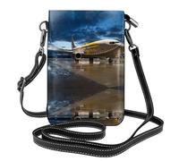 gbhJGK Petit sac à main pour téléphone portable imprimé carte du monde antique - Sac à bandoulière en cuir pour un usage quotidien, les voyages et le shopping, Avion sous la lumière du soir, Taille