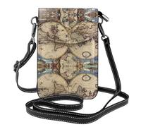 gbhJGK Petit sac à main pour téléphone portable imprimé carte du monde antique - Sac à bandoulière en cuir pour un usage quotidien, les voyages et le shopping, Globe terrestre ancienne carte du monde