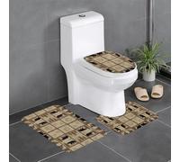 gbhJGK Rustic Lodge Print Lot de 3 tapis de salle de bain en flanelle pour salle de bain principale et salle de douche