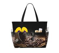 gbhJGK Sac fourre-tout de voyage de grande capacité avec imprimé coquelicot - Plusieurs poches pour la plage, le camping, la gym, les vacances et un usage quotidien, Grains de café., Taille unique