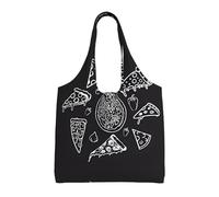 gbhJGK Sacs fourre-tout en toile avec impression d'art abstrait gris et jaune - Sacs d'épicerie et de courses réutilisables pour voyage, plage, artisanat, vie quotidienne, Pizza Constellation (1