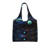 gbhJGK Sacs fourre-tout réutilisables en toile avec imprimé carte du monde antique - Sacs d'épicerie et de courses réutilisables pour voyage, plage, artisanat, vie quotidienne, Planètes de l'espace