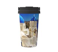 gbhJGK Santorini Tasse à café isotherme à double couche Motif île grecque vue sur la mer 500 ml