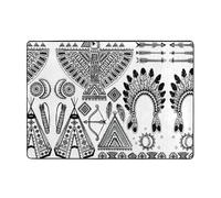 gbhJGK Tapis imprimé tente tipi avec bandeau et plumes - 203,2 x 147,3 cm - Tapis décoratif durable pour salon, bureau, chambre à coucher, balcon