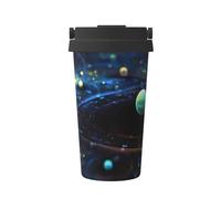 gbhJGK Tasse à café isotherme avec imprimé planètes - 500 ml - Tasse de voyage à double couche - Élégant gobelet à thé isotherme