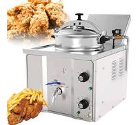 GBHJJ Friteuse à Air Comprimé éLectrique de Comptoir 16 L, 3 000 W, en Acier Inoxydable, avec ContrôLe de TempéRature (50-200 °C), pour Poulet Frit, pour Cuisine, Maison, Restaurant