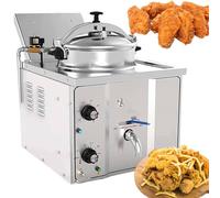 GBHJJ Friteuse à Pression éLectrique de Comptoir 16 L, en Acier Inoxydable 304, ContrôLe de TempéRature 50-200 °C, pour Restaurants et Snacks.