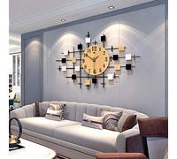 GBHJJ Horloge Murale Design Moderne, 3D CréAtif Nordique Minimaliste Horloge Murale Salon Horloge Murale en Bois Massif DéCoration de La Maison Horloge Muette (Noir et Blanc),76 * 48cm