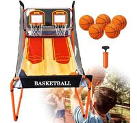 GBHJJ Panier de Basket éLectronique Pliable Et Automatique, Jeu de Basket-Ball Double Stand Home, Comprend 5 Ballons de Basket et Un PUM, avec Machine à Marquer pour Enfants Et Adultes