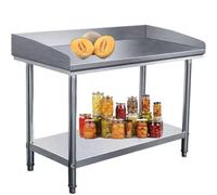GBHJJ Table de Travail de Cuisine en Acier Inoxydable, Table de PréParation à 3 CôTéS avec Dosseret, Table de PréParation Robuste à 2 Niveaux pour Restaurant, Maison, HôTel,100X60X80CM