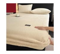 GBHMJU Drap Housse 90x200cm à 200x220cm pour lit 2 Personnes Flanelle Bonnet 27CM Drap de lit en Polaire Idéal Matelas épais(Beige,90x200+27cm)
