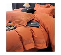 GBHMJU Housse de Couette 220x240 200x230 avec Drap Plat et Taies d'oreillers Parure de Lit 4 Pièces 100% Coton 1000 Fils/cm² Linge de Lit 2 Personnes(Orange,200x230-245x250cm)