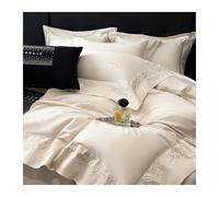 GBHMJU Housse de Couette 220x240cm 200x230cm Parure de Lit 2 Personnes 4 Pièces avec Drap Plat et Taies d'oreillers 1000 Fils/cm² Coton(Beige,200x230-245x250cm)