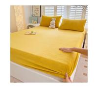 GBHMJU Parure de lit avec coins en velours pour lit double King en peluche douce au lait, avec poches profondes 8", protège-matelas en flanelle (jaune, 180 x 200 cm+48 x 74 cm x 2)