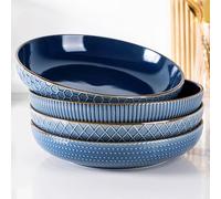 GBHOME Lot de 4 bols à pâtes, en porcelaine, diamètre : 24 cm, extra profonds, en céramique, pour pâtes, salade, desserts et dîners de famille, passent au lave-vaisselle et empilables, 1250 ml