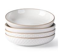 GBHOME Lot de 4 bols à pâtes, en porcelaine, diamètre : 24 cm, extra profonds, en céramique, pour pâtes, salade, desserts et dîners de famille, passent au lave-vaisselle et empilables, 1250 ml