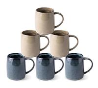GBHOME Lot de 6 grandes tasses à café, 18 oz (environ 500 ml) en céramique faites à la main avec des couleurs dégradées - Idéal pour le latte, le thé, la bière et le chocolat chaud | Passe au