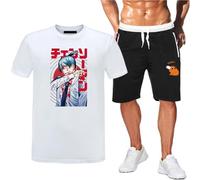 GBHUADFP Pyjama Court Homme Chains-aw Man，Respirant Doux Deux Pièces，T-Shirt et Pantalon de Pyjama Assortis en Deux Pièces(White4,L)