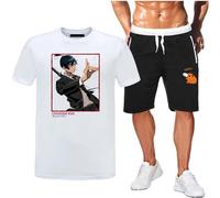 GBHUADFP Pyjama Court Homme Chains-aw Man，Respirant Doux Deux Pièces，T-Shirt et Pantalon de Pyjama Assortis en Deux Pièces(White6,L)