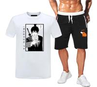 GBHUADFP Pyjama Court Homme Chains-aw Man，Respirant Doux Deux Pièces，T-Shirt et Pantalon de Pyjama Assortis en Deux Pièces(White11,XL)