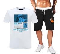 GBHUADFP Pyjama Court Homme Chains-aw Man，Respirant Doux Deux Pièces，T-Shirt et Pantalon de Pyjama Assortis en Deux Pièces(White5,XXL)