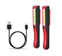 Gbivbe Lampe de Travail Rechargeable Baladeuse LED Mecanicien, COB Torche Lampe Mecanicien, Lampe Atelier pour Camping Garage d'urgence avec clip magnétique (2 Pièces)