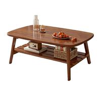 GBKBVTATDK Central Table Basse for The Living Room, Minimalist Display Table Salon, Foldable Side Tables, for The Living Room and Kitchen(Walnut (Double-Tier),X-Large)