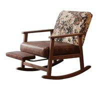 GBKBVTATDK Fauteuil à bascule rembourré du milieu du siècle avec base en bois massif, capacité de 226,8 kg, inclinable pour salon, chambre à coucher, chambre d'enfant, marron