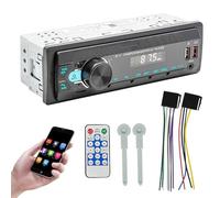 GBKDQQ Autoradio Bluetooth 1 Din 5.0 Autoradio Bluetooth avec mains libres, radio FM/AM, 2 lecteurs USB/AUX/MP3, télécommande, prise en charge iOS Android 7 couleurs LED