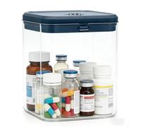 GBKDQQ Boîte de rangement verrouillable pour médicaments, 14,1 x 14,1 x 16 cm, petite boîte transparente verrouillable avec serrure à combinaison pour médicaments, cuisine, maison, école, bureau