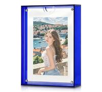 GBKDQQ Cadre photo en acrylique - 22 x 30,7 cm - Magnétique et transparent - Flottant - Pour la décoration moderne et le salon - Bleu