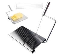 GBKDQQ Coupe-fromage interchangeable avec fil de fer - Trancheuse à fromage en acier inoxydable avec planche et grille de mesure - Coupe-fromage avec graduation - Avec 6 fils extra solides pour