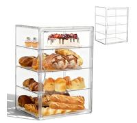 GBKDQQ Grande boîte à pain transparente avec porte magnétique, vitrine en acrylique, 4 couches réglables, pour garde-manger, comptoir, appartement et maison (40 x 30 x 25 cm)
