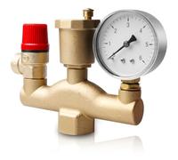 GBKDQQ Groupe De Sécurité Pour Chaudière: 1 Pièce Valve De Sécurité En Laiton Écologique, Décharge De Pression Et Manomètre Pour Système De Chauffage (DN25/3 bar)