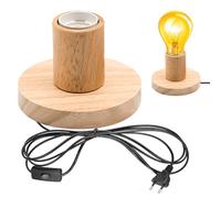 GBKDQQ Lampe de bureau E27 avec interrupteur, câble, lampe de table en bois et plastique, base en bois EU-Plug E27, parfaite pour chambre à coucher, salon, bureau