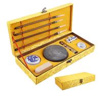 GBKDQQ Lot de 10 pinceaux de calligraphie chinoise, lot de 4 pinceaux chinois + encre + encreur + joint + encre chinoise + porte-stylo + bol d'eau