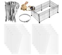 GBKDQQ Lot de 12 plaques anti-urine pour animaux de compagnie, 21 x 26 cm, en plastique transparent, avec 50 attaches de câble en acier inoxydable, pour lapins, cochons d'Inde, hamsters, chinchillas